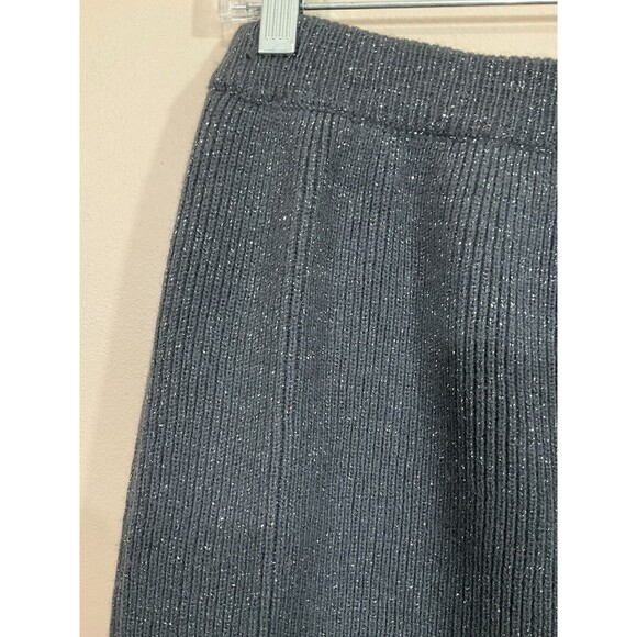 VTG Jeanne Pierre Womens Wool Sparkly Ribbed Knit Pencil Skirt M Gray 90s Party - Picture 2 of 4
